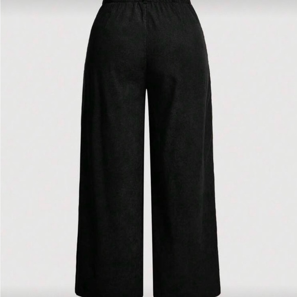 SHEIN Pants - SHEIN- Elegant Black Wide-Leg Women's Pants- Corduroy